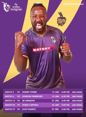 AD Knight Riders VS Desert Vipers Match 2 DP World ILT20 2025 poster