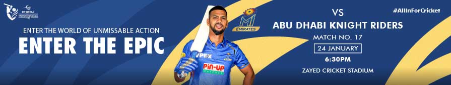 MI Emirates VS AD Knight Riders Match 17 DP World ILT20 2025