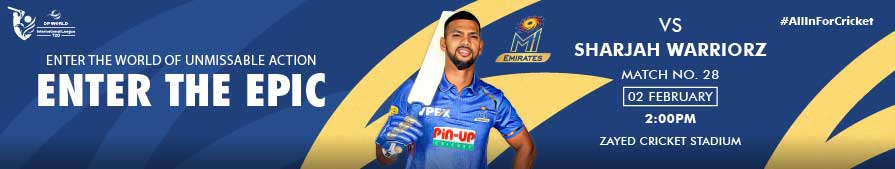 MI Emirates VS Sharjah Warriorz Match 28 DP World ILT20 2025