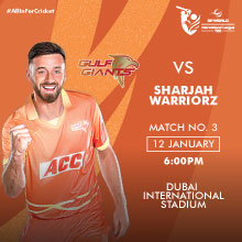 Gulf Giants vs Sharjah Warriorz Match 3 DP World ILT20 2025