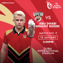 Desert Vipers vs AD Knight Riders Match 9 DP World ILT20 2025