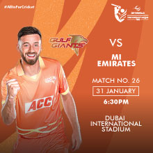 Gulf Giants vs MI Emirates Match 26 DP World ILT20 2025